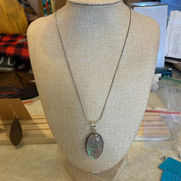 Stone Pendent on Silver Chain - Picture 2 of 5